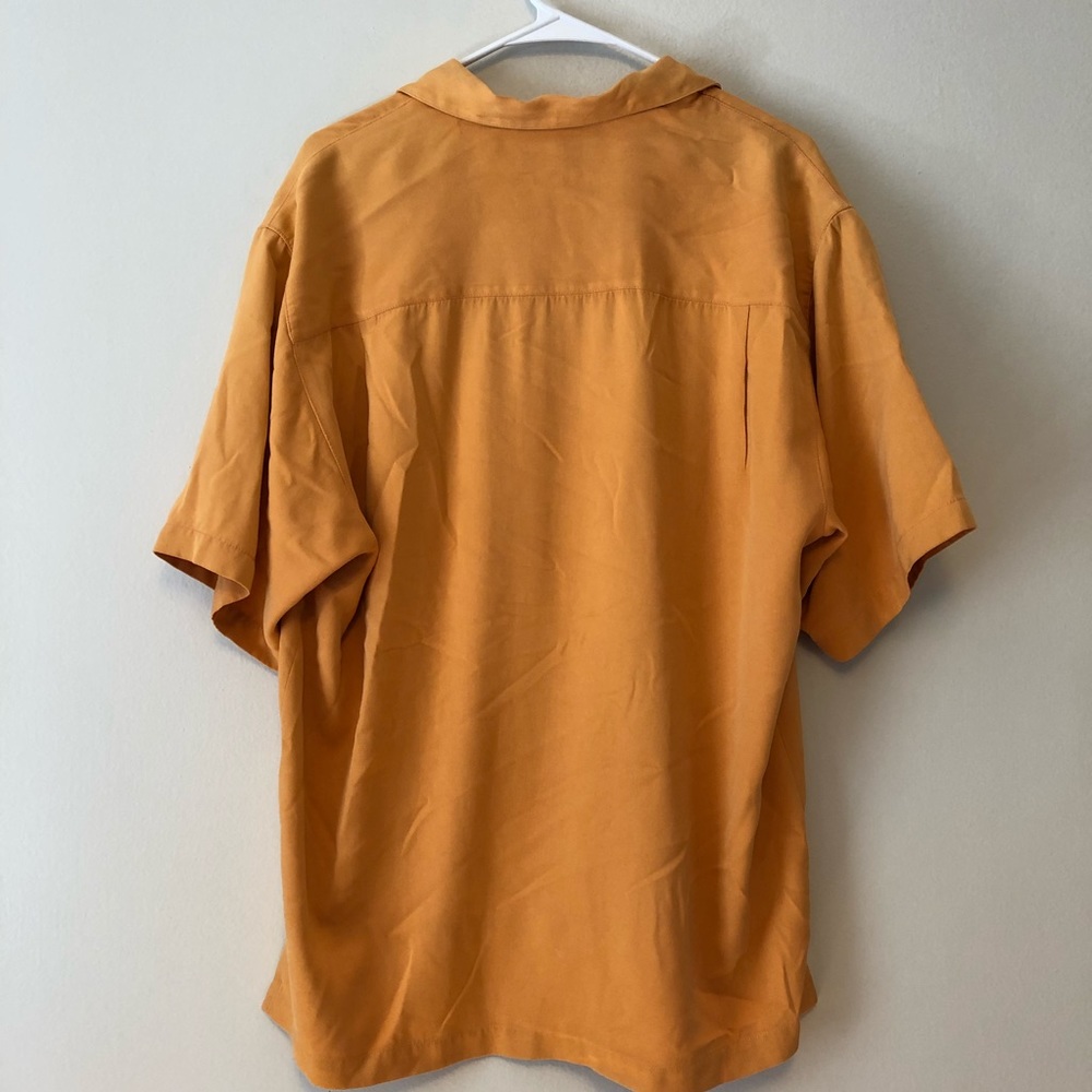 Tommy Bahama 100% Silk light orange button up - Picture 4 of 5